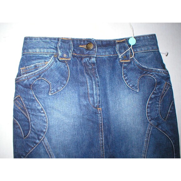 New Womens 2 25 NWT Italy Designer Just Cavalli Denim Embroidered Skirt 38 NWT - Picture 4 of 8